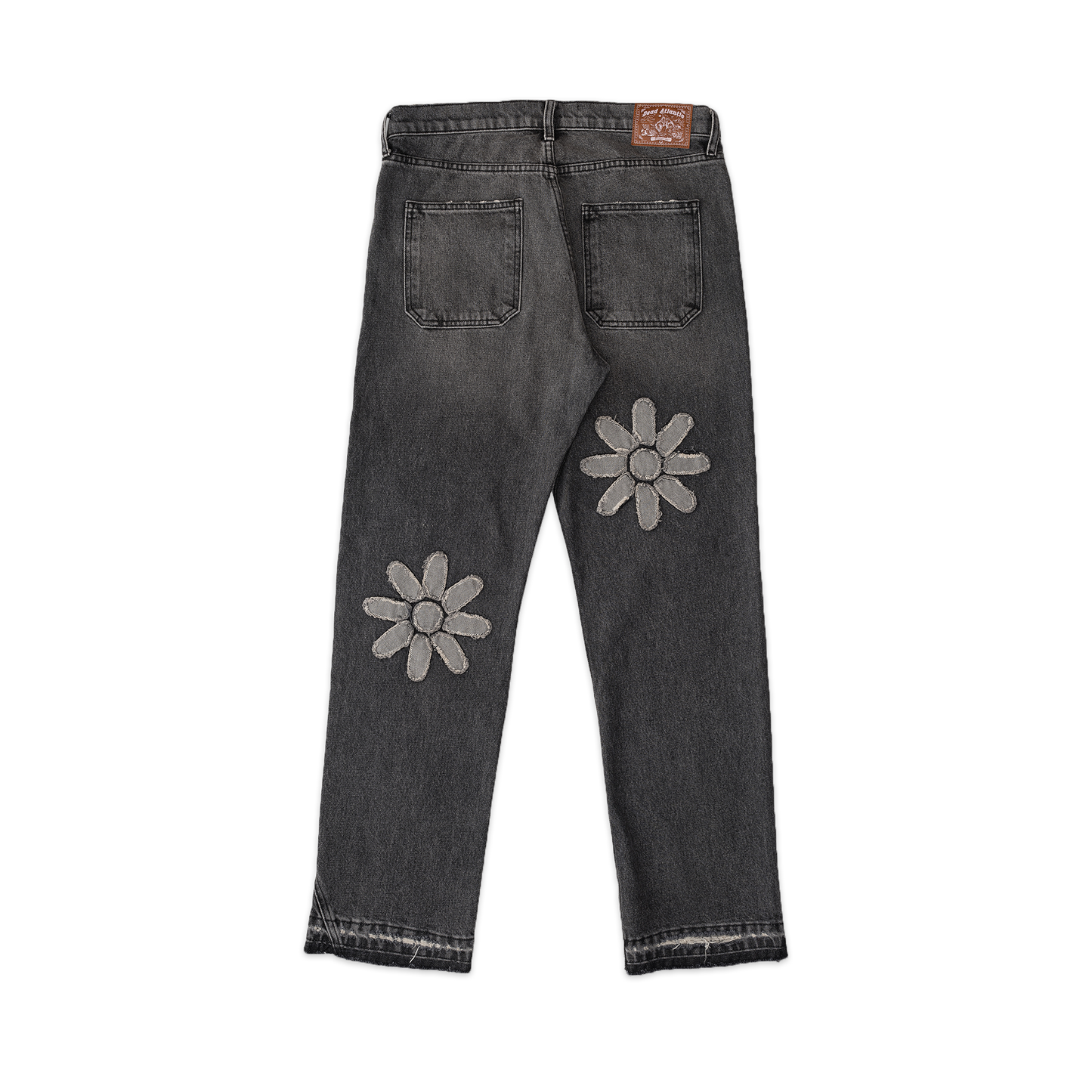 Flower Denim Jeans - Charcoal