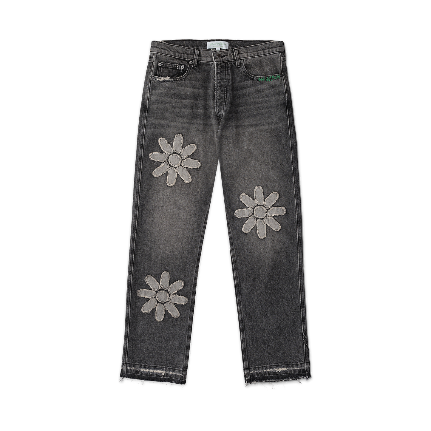 Flower Denim Jeans - Charcoal